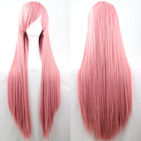 Costumes & Accessories: New 80cm Straight Sleek Long Full Hair Wigs w Side Bangs Cosplay Costume Womens, Dusty Pink