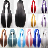Costumes & Accessories: New 80cm Straight Sleek Long Full Hair Wigs w Side Bangs Cosplay Costume Womens, Dusty Pink