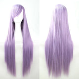 Costumes & Accessories: New 80cm Straight Sleek Long Full Hair Wigs w Side Bangs Cosplay Costume Womens, Light Purple