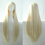 Costumes & Accessories: New 80cm Straight Sleek Long Full Hair Wigs w Side Bangs Cosplay Costume Womens, Light Blonde