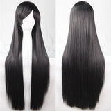 Costumes & Accessories: New 80cm Straight Sleek Long Full Hair Wigs w Side Bangs Cosplay Costume Womens, Black