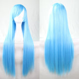 Costumes & Accessories: New 80cm Straight Sleek Long Full Hair Wigs w Side Bangs Cosplay Costume Womens, Aqua