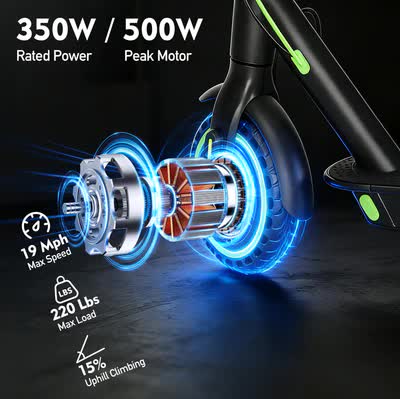 Electric Scooters: BUNA Classic Electric   Scooter   for   Adults, 350W Motor, 25KM/H, 25 KM Range, 8.5"   Pneumatic   Tires