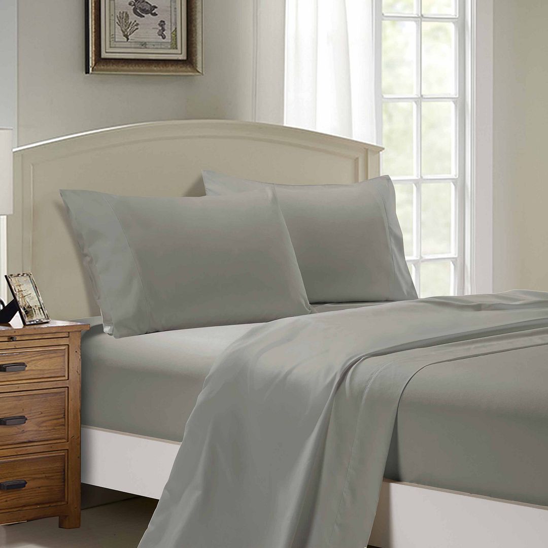 Bed Sheets: 1000TC Ultra Soft King Single Size Bed Grey Flat & Fitted Sheet Set