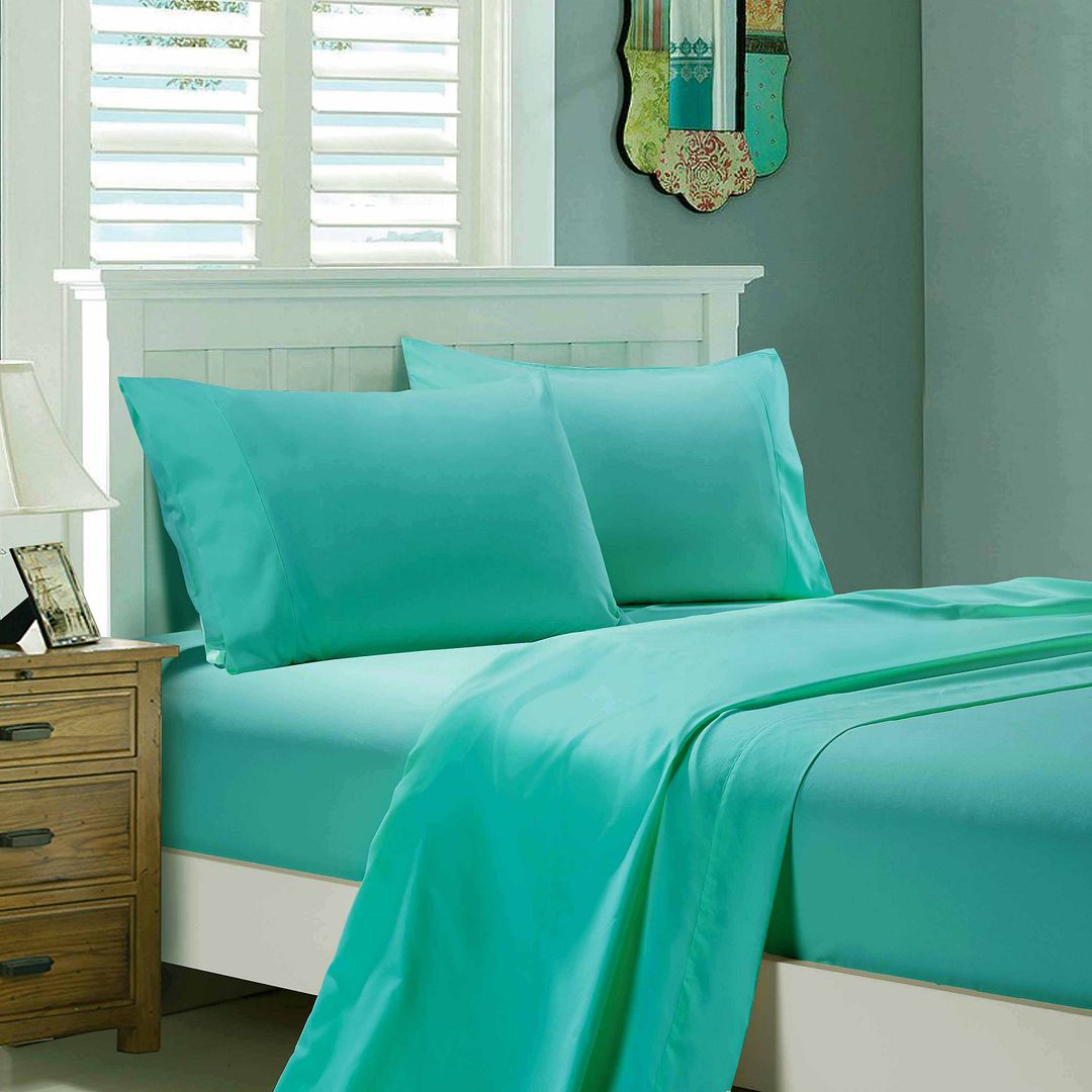 Bed Sheets: 1000TC Ultra Soft Queen Size Bed Teal Flat & Fitted Sheet Set