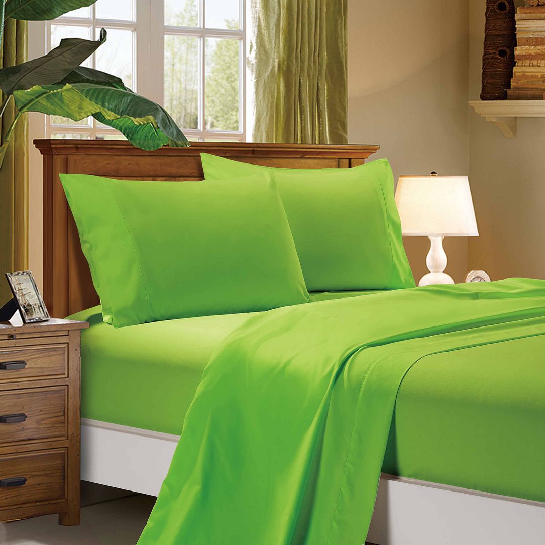 Bed Sheets: 1000TC Ultra Soft Queen Size Bed Green Flat & Fitted Sheet Set