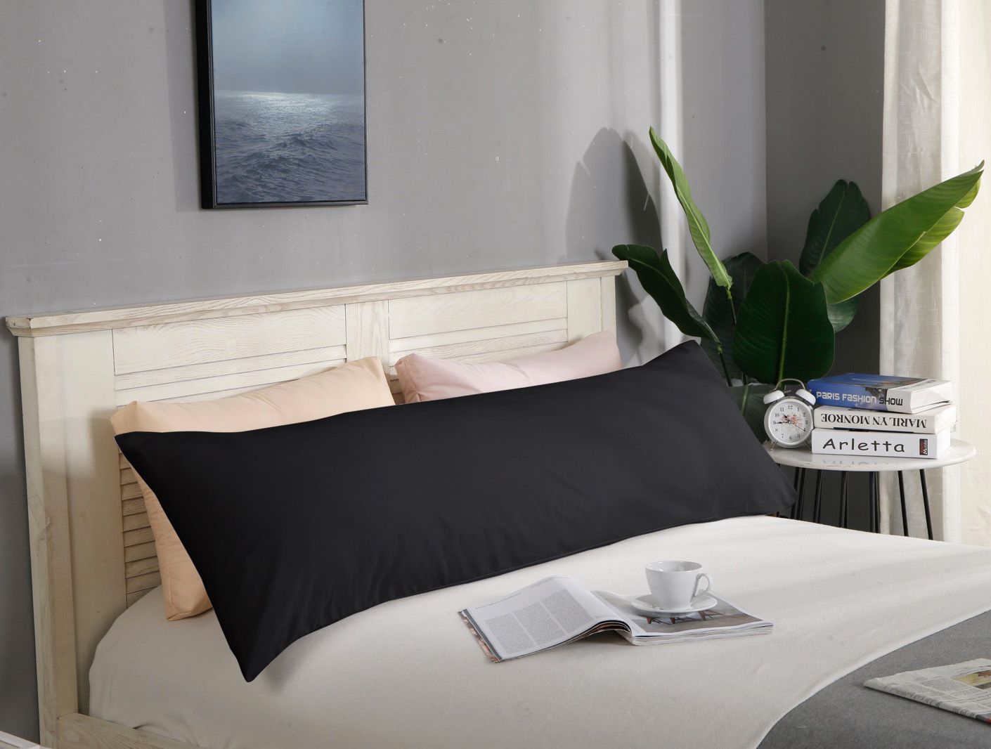 Pillows: 1000TC Premium Ultra Soft Body Pillowcase - Black