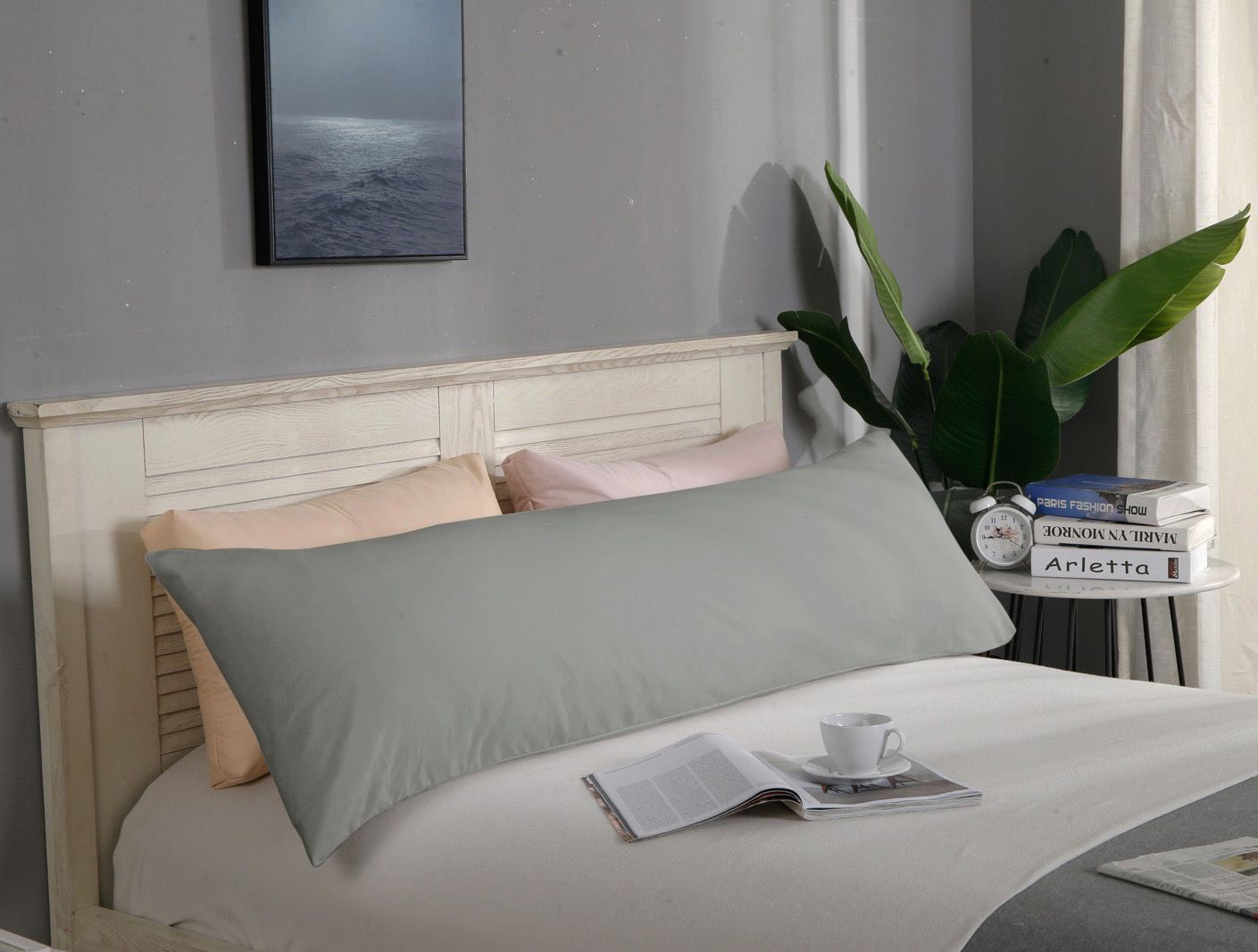 Back Care: 1000TC Premium Ultra Soft Body Pillowcase - Grey