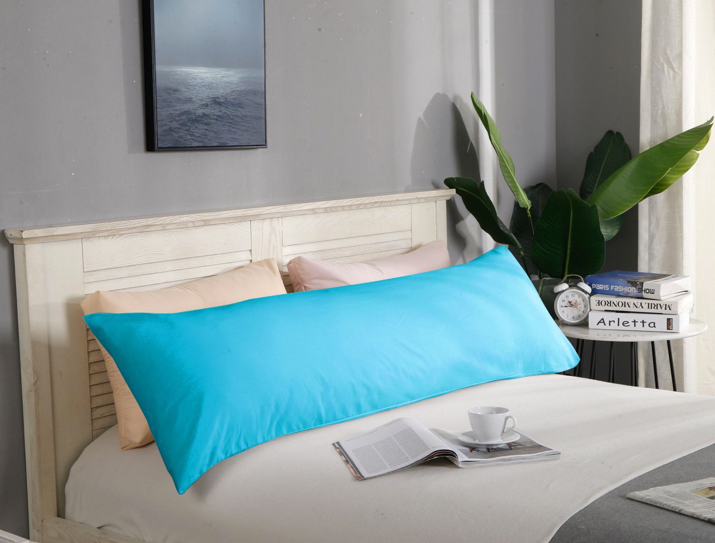 Cosmetic & Toiletry Bags: 1000TC Premium Ultra Soft Body Pillowcase - Light Blue