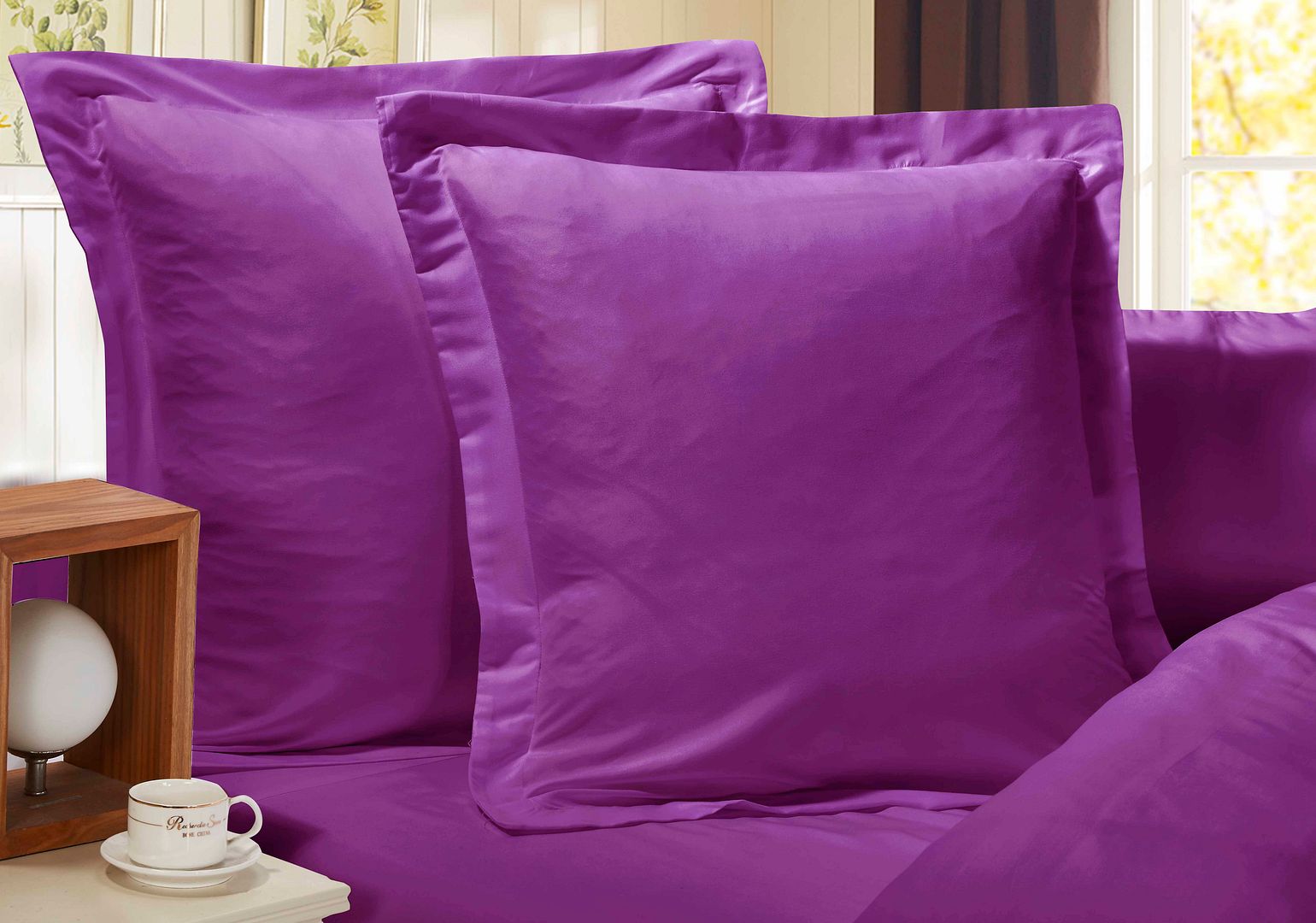 Pillowcases: 1000TC Premium Ultra Soft European Pillowcases 2-Pack Purple