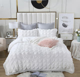 Duvet Covers: Ruffles Textured Jacquard King Size white Duvet Quilt Cover Set