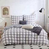 Duvet Covers: Rylee Grey Check Seersucker Quilt Cover Set - King Size