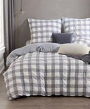Duvet Covers: Rylee Grey Check Seersucker Quilt Cover Set - Super King Size