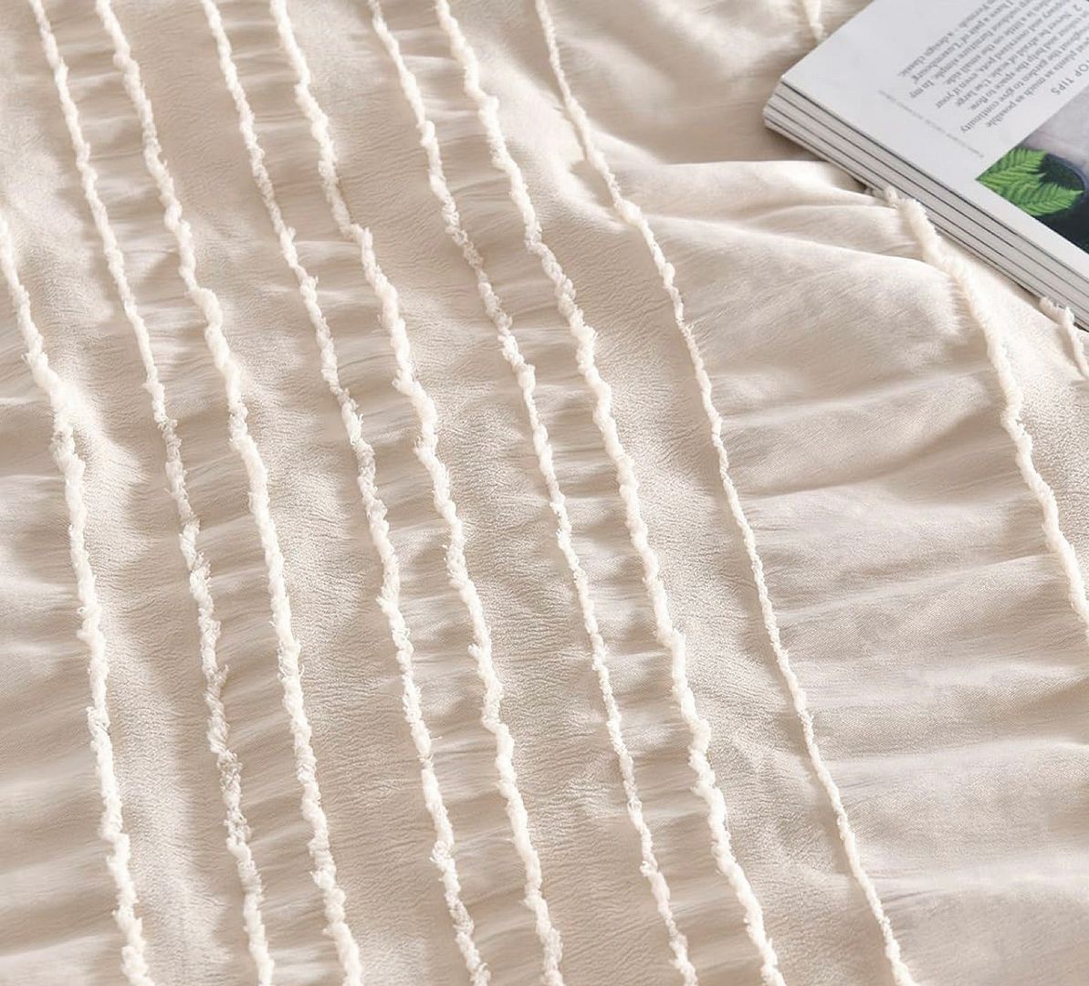 Duvet Covers: Tufted Boho Striped Embroidery Quilt/Doona/Duvet Cover Set - King Size
