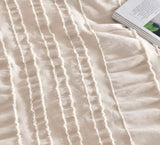 Duvet Covers: Tufted Boho Striped Embroidery Quilt/Doona/Duvet Cover Set - King Size