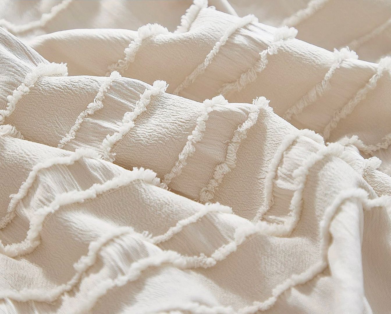 Duvet Covers: Tufted Boho Striped Embroidery Quilt/Doona/Duvet Cover Set - King Size
