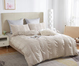 Duvet Covers: Tufted Boho Striped Embroidery Quilt/Doona/Duvet Cover Set - Super King Size