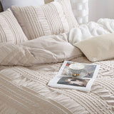 Duvet Covers: Tufted Boho Striped Embroidery Quilt/Doona/Duvet Cover Set - Super King Size