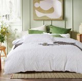 Duvet Covers: Tufted Boho Embroidery Quilt/Doona/Duvet Cover Set - White - Super King Size