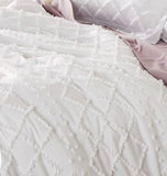 Duvet Covers: Tufted Boho Embroidery Quilt/Doona/Duvet Cover Set - White - Super King Size