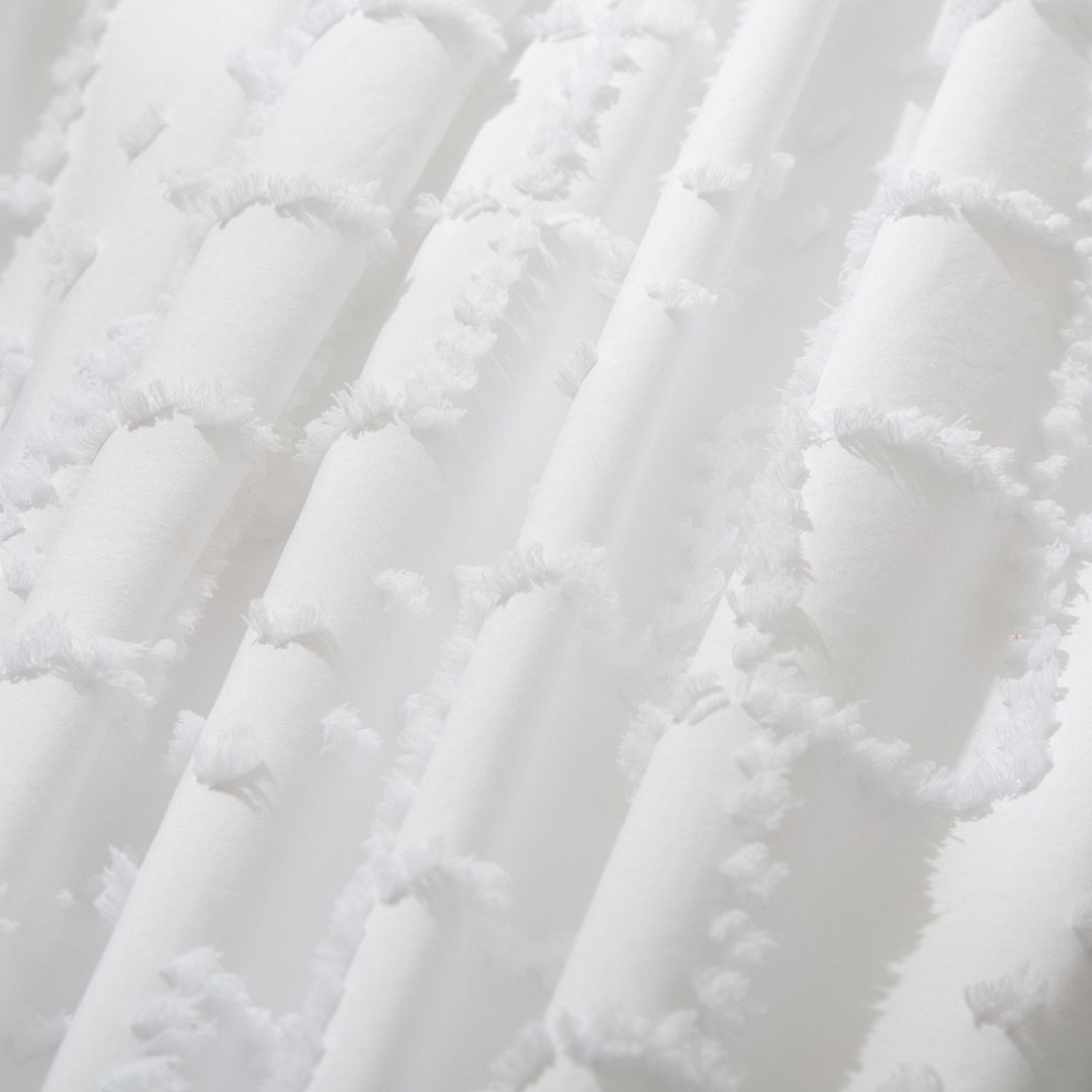 Duvet Covers: Tufted Boho Embroidery Quilt/Doona/Duvet Cover Set - White - Super King Size