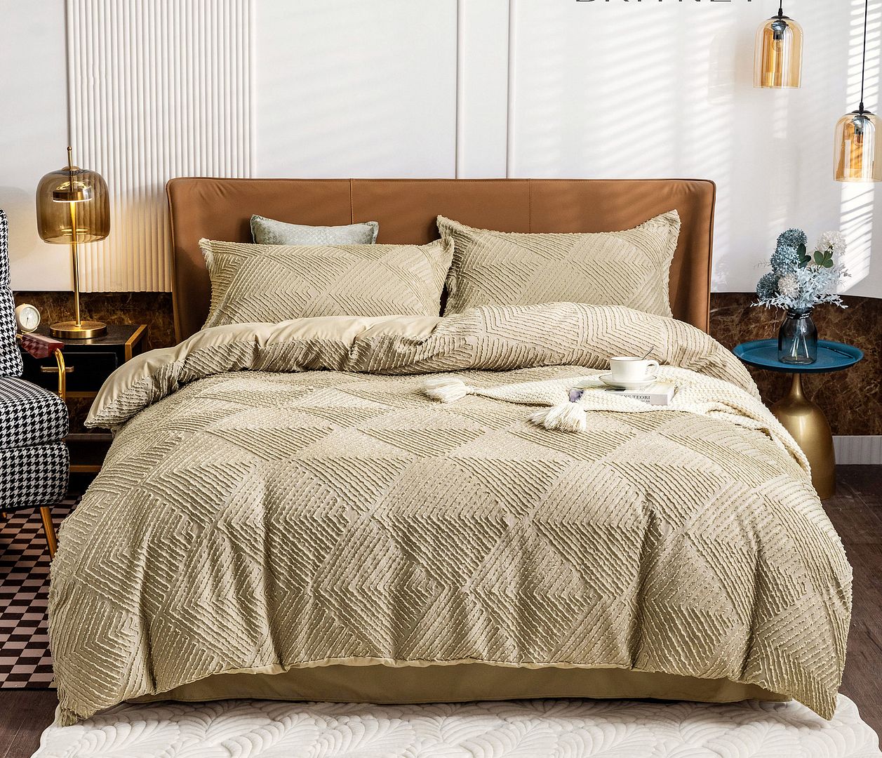Duvet Covers: Tufted Textured Jacquard Quilt Cover Set - Queen Size
