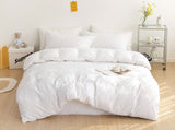 Duvet Covers: Tufted Diamond Jacquard Super King Size White Duvet Quilt Cover Set