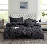 Duvet Covers: Tufted Boho Wave Jacquard King Size Black Duvet Quilt Cover Set
