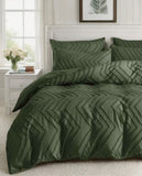 Duvet Covers: Tufted Boho Wave Jacquard Quilt Cover Set- Dark Green - Super King Size
