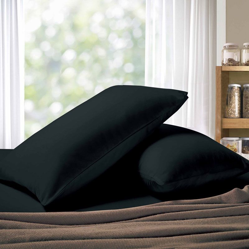 Pillows: 1000TC Premium Ultra Soft King size Pillowcases 2-Pack - Black