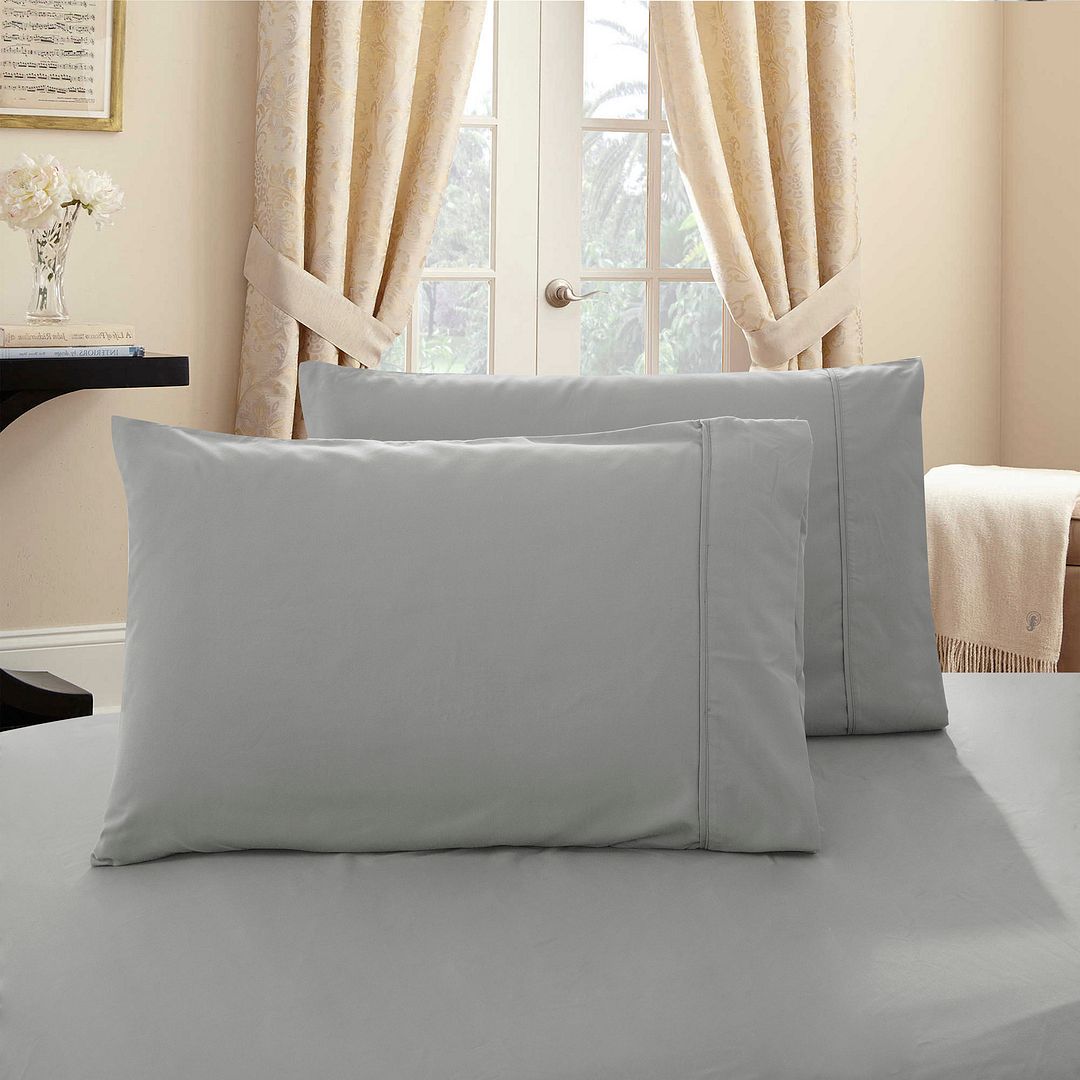 Pillows: 1000TC Premium Ultra Soft King size Pillowcases 2-Pack - Grey