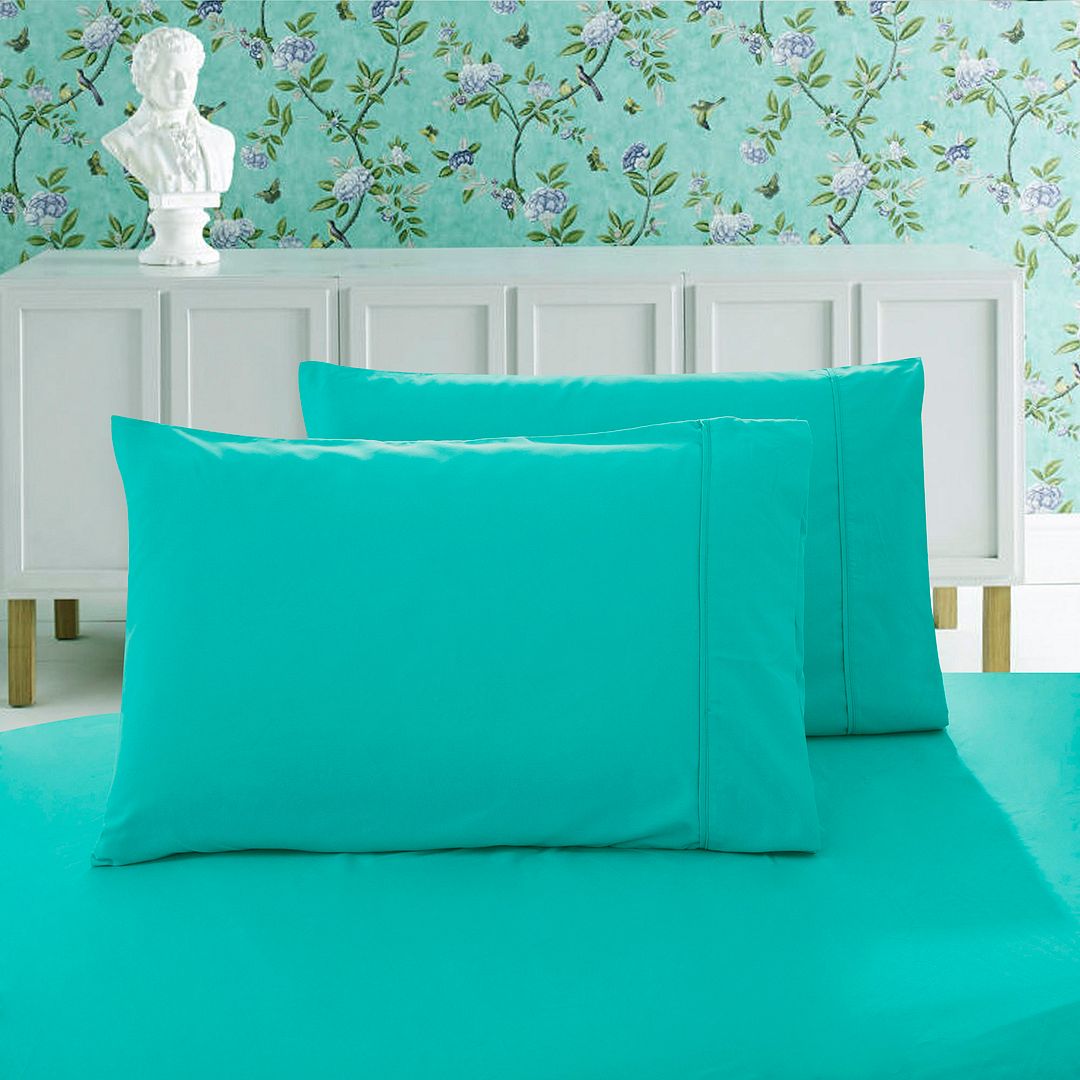 Pillows: 1000TC Premium Ultra Soft King size Pillowcases 2-Pack - Teal