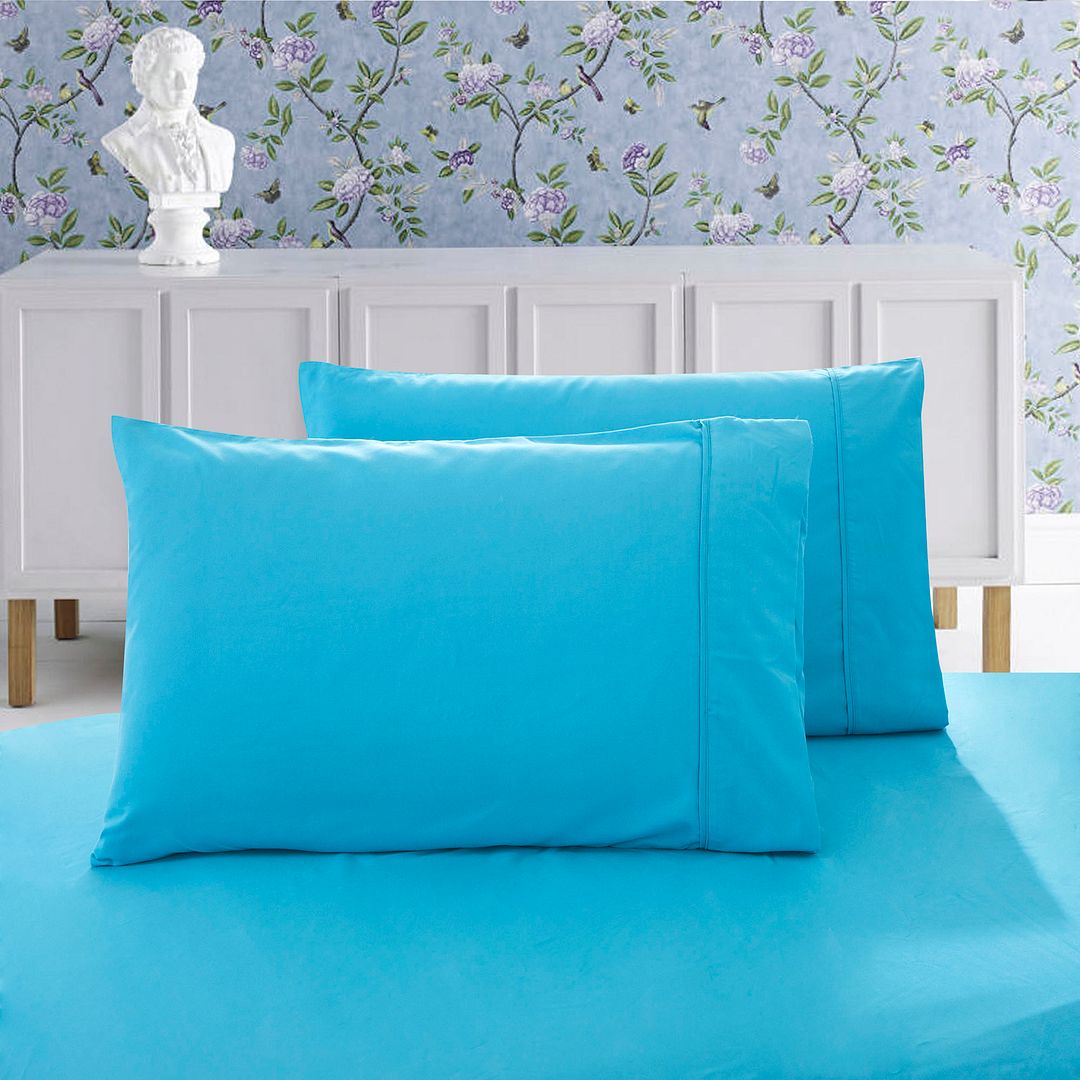 Bed Sheets: 1000TC Premium Ultra Soft King size Pillowcases 2-Pack - Light Blue
