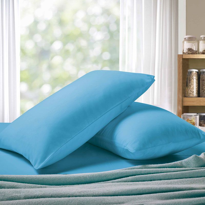 Bed Sheets: 1000TC Premium Ultra Soft King size Pillowcases 2-Pack - Light Blue