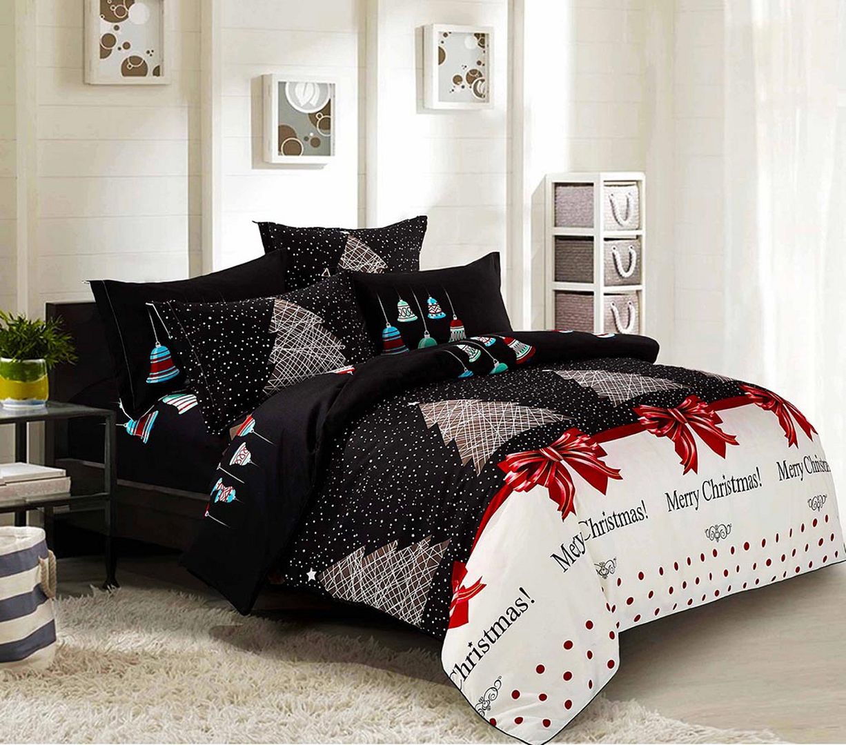 Duvet Covers: Merry Double SizeChristmas Quilt/Duvet Cover Set
