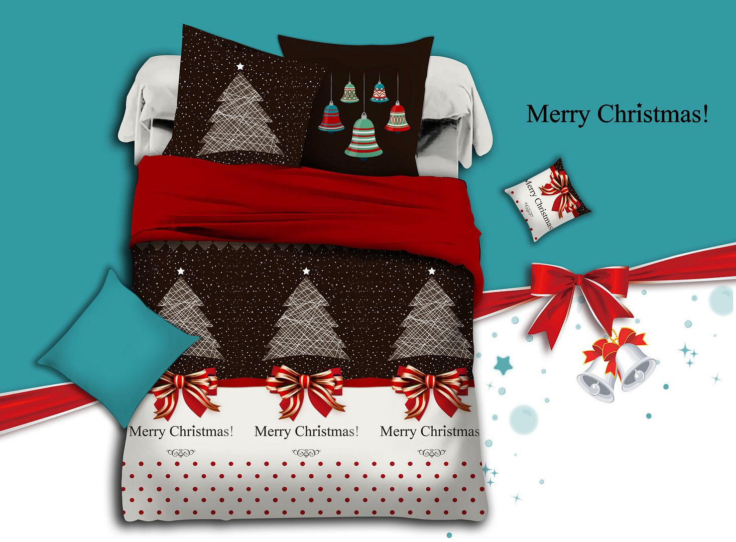 Duvet Covers: Merry Double SizeChristmas Quilt/Duvet Cover Set