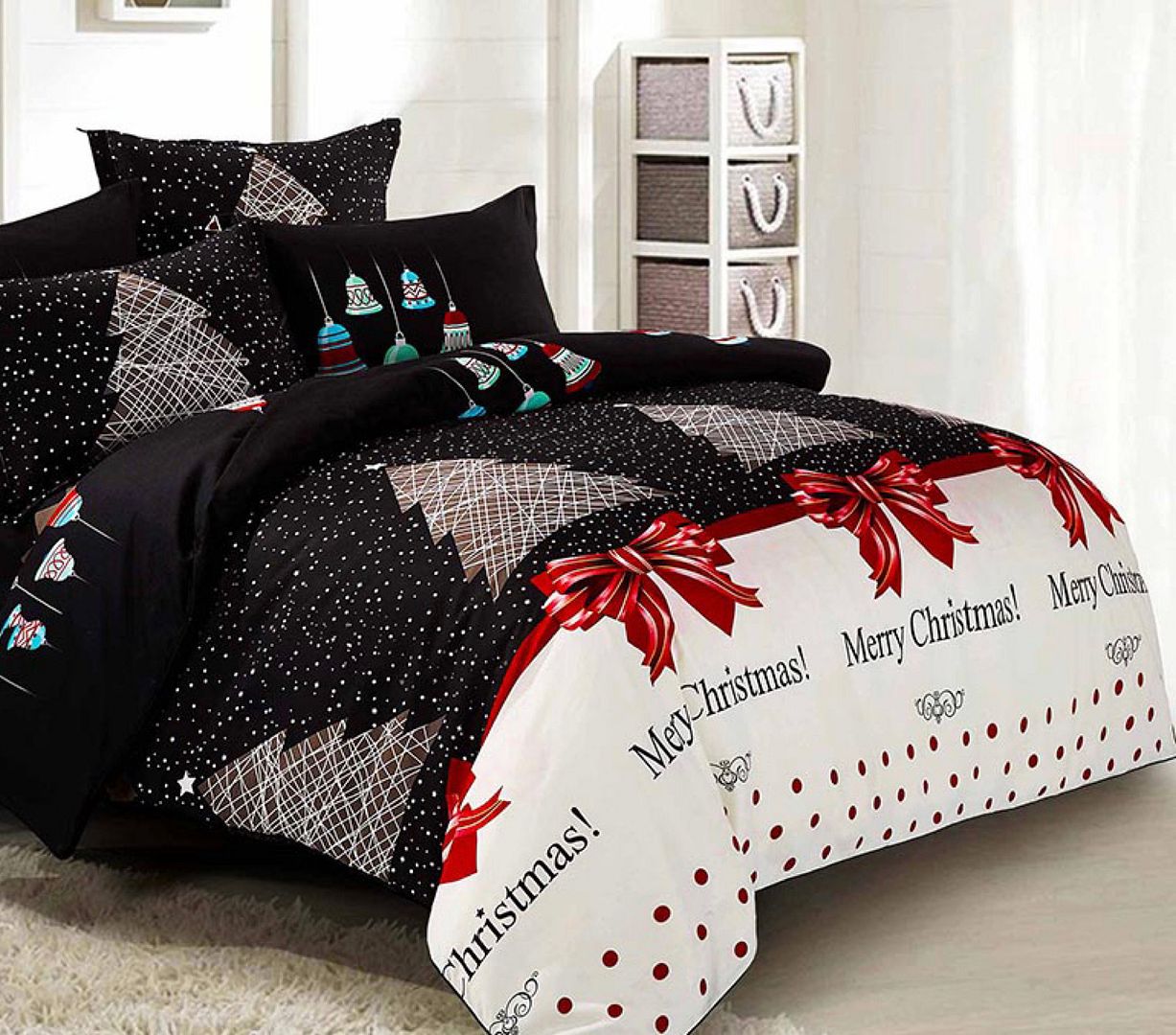 Duvet Covers: Merry Double SizeChristmas Quilt/Duvet Cover Set