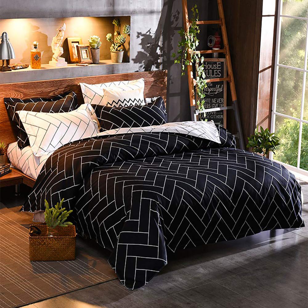 Duvet Covers: Black&White King Size Duvet Quilt Cover Set