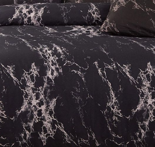 Duvet Covers: Black Marble King Size Duvet Quilt Cover Set