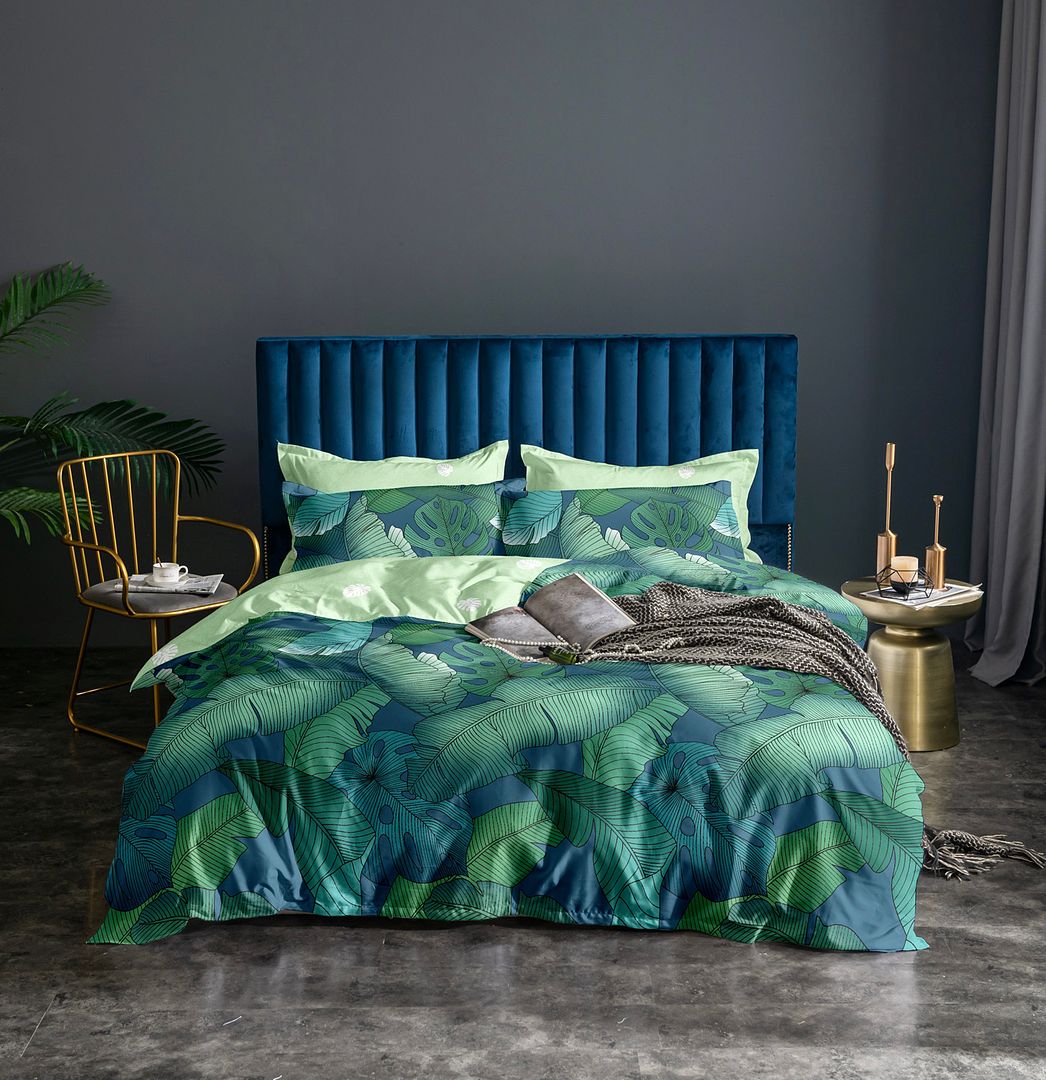 Duvet Covers: Kalena Leaves Quilt Cover Set - King Size