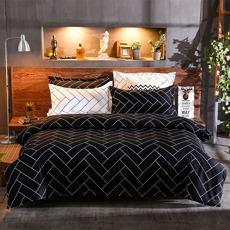 Duvet Covers: Black&White Queen Size Duvet Quilt Cover Set