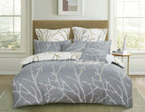 Duvet Covers: Tree Reversible Queen Size Grey Duvet Quilt Cover Set