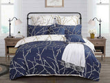 Duvet Covers: Tree Reversible Queen Size Blue Duvet Quilt Cover Set