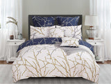 Duvet Covers: Tree Reversible Queen Size Blue Duvet Quilt Cover Set