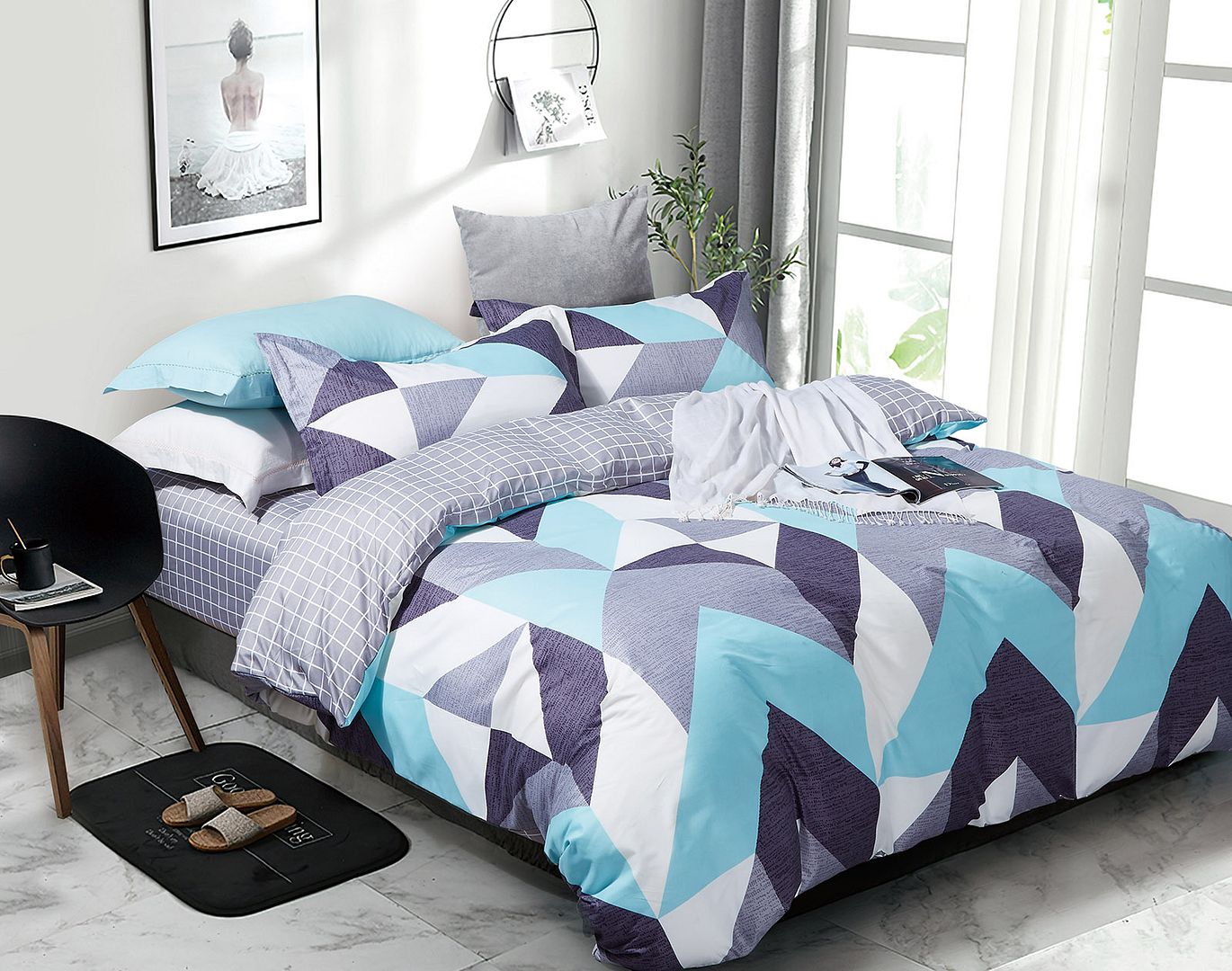 Duvet Covers: Kian Queen Size Duvet Quilt Cover Set