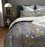 Duvet Covers: Reversible Design Grey Queen Size Bed Quilt/Duvet Cover Set