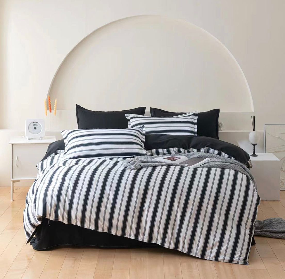 Duvet Covers: Ascar Striped Quilt Cover Set - Queen Size