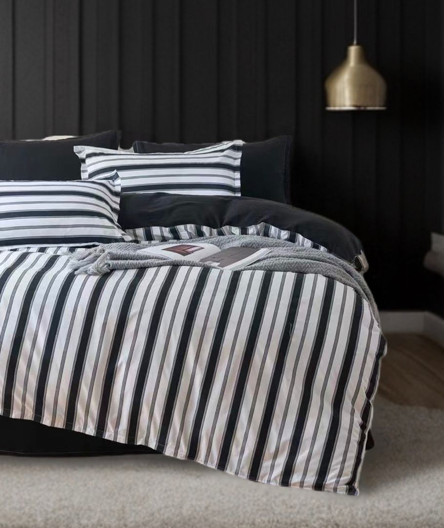 Duvet Covers: Ascar Striped Quilt Cover Set - Queen Size