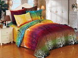 Duvet Covers: Rainbow Tree Super King Size Bed Quilt/Duvet Cover Set