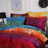 Duvet Covers: Rainbow Tree Super King Size Bed Quilt/Duvet Cover Set